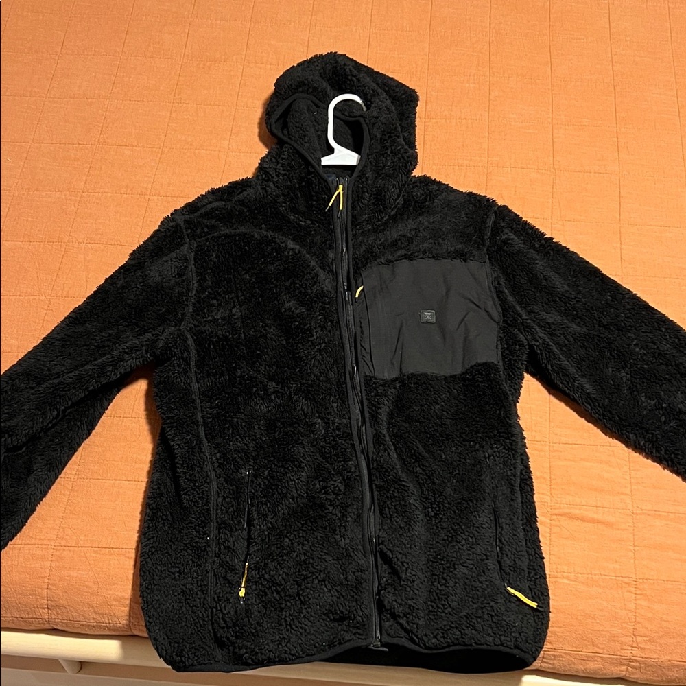 Roark Black Fleece Hooded Zip-Up Jacket - Mens Large